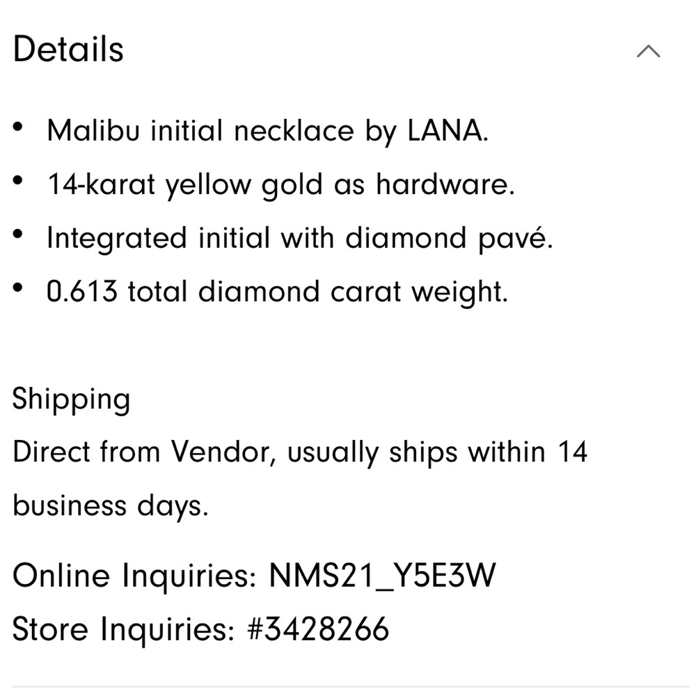 💎NWT LANA MALIBU INITIAL NECKLACE “M” 14 K GOLD & DIAMOND - Picture 7 of 17